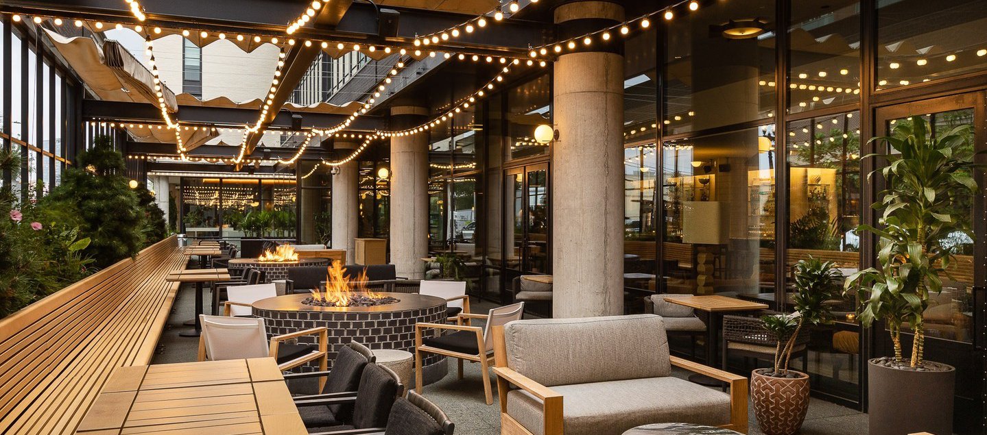 Outdoor patio at Fora Chicago at The Emily Hotel Fulton Market